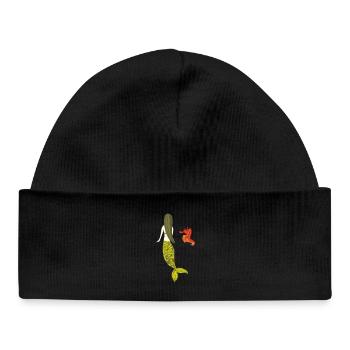 Mermaid date with seahorse - Baby Organic Beanie - black - Front