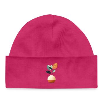 Minimalist Flowers - Baby Organic Beanie - hot pink - Front