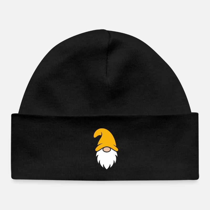 Illustration de gnome de chapeau orange - Bonnet bébé bio - noir