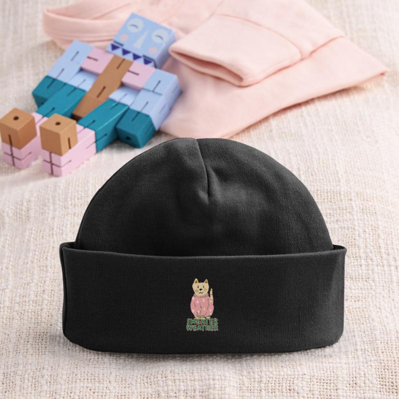 Chat en pull rose – Temps de pull Bonnet bébé bio