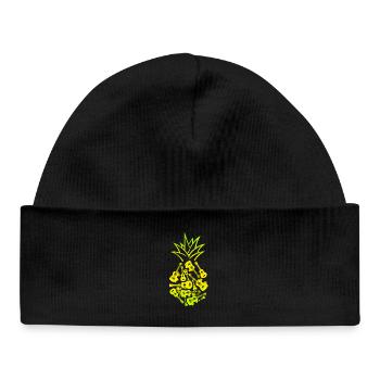 Hawaiian Ukulele Uke Pineapple - Baby Organic Mütze - Schwarz - Vorne