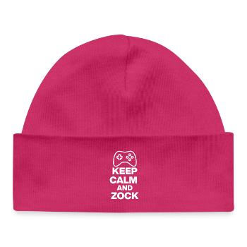 KEEP CALM AND ZOCK! GAMING GAMER KONSOLE PC weiß - Baby Organic Mütze - hot Pink - Vorne