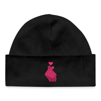 Kpop Finger Heart Korean Pop Cute Love Korea Music - Baby Organic Beanie - black - Front