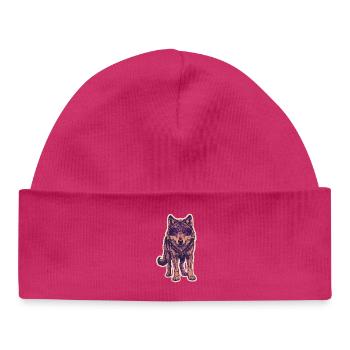 Wolf with sunglasses - Baby Organic Beanie - hot pink - Front