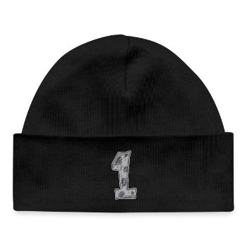 1 - First One Moon - Baby Organic Beanie - black - Front