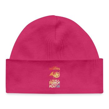 Never underestimate old French horn players - Baby Organic Beanie - hot pink - Front