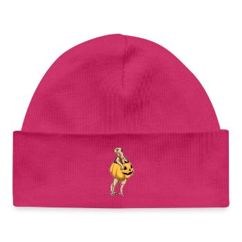 Meerkat Halloween Jack O'Lantern - Baby Organic Beanie - hot pink - Front