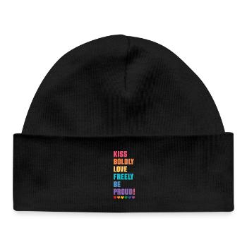 LGBTQ Pride Month - Kiss Boldly, Love Freely - Baby Organic Beanie - black - Front