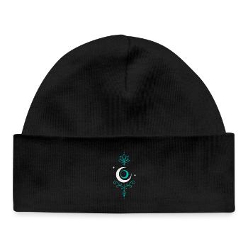 Moon Arrow with Lotus and Crystal - Moon Spirit - Baby Organic Beanie - black - Front