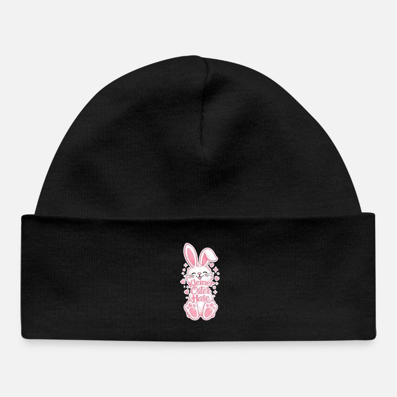 Petit Lapin de Pâques en rose - Bonnet bébé bio - noir