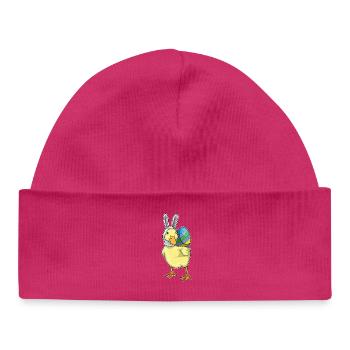 Oreilles de lapin de Pâques canard - Bonnet bébé bio - hot pink - Devant