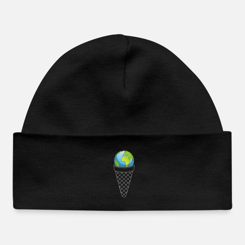 Planète Terre et crème glacée - Bonnet bébé bio - noir