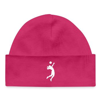 Volleyballerin Silhouette Volleyball - Baby Organic Mütze - hot Pink - Vorne