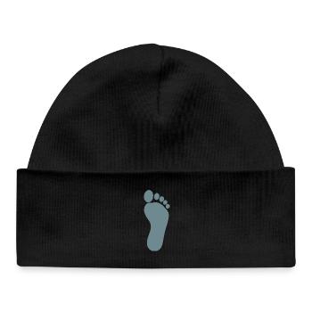 blauer Fuß Füße Fußpflege Podologie  - Baby Organic Mütze - Schwarz - Vorne
