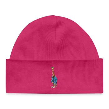 Giraffe Cleaner Mop - Baby Organic Beanie - hot pink - Front