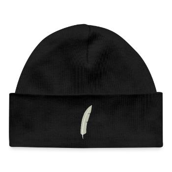 Feather Arc Minimalistischer Druck - Baby Organic Mütze - Schwarz - Vorne