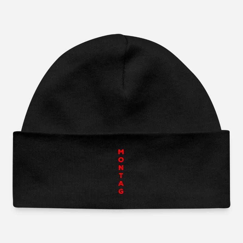 Lundi - rouge - Bonnet bébé bio - noir
