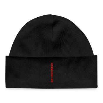 Thursday - red - Baby Organic Beanie - black - Front