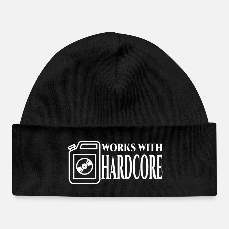 Hardcore white color - Baby Organic Beanie - black