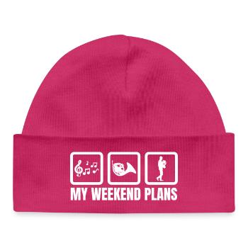 Mes projets pour le week-end - Bonnet bébé bio - hot pink - Devant