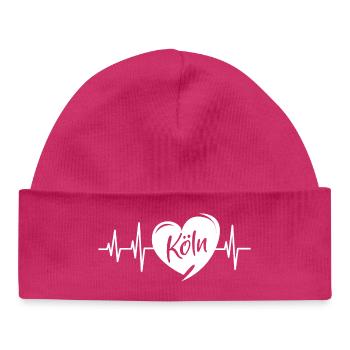 Cologne Battement de cœur Amour Coeur Pulsation Symbole Icône de la ville - Bonnet bébé bio - hot pink - Devant