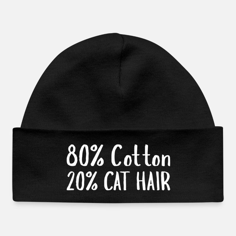 Slogan drôle de chat 80 % coton 20 % poils de chat - Bonnet bébé bio - noir