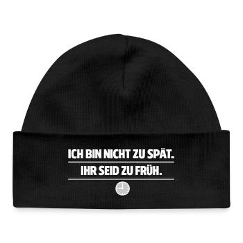 Not too late – you are too early - Baby Organic Beanie - black - Front