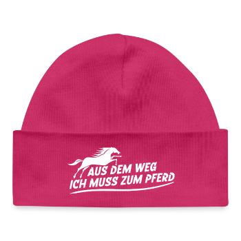 Aus dem Weg ich muss zum pferd - Baby Organic Mütze - hot Pink - Vorne