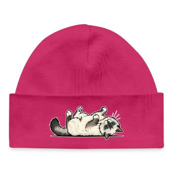 Grey Tabby Cat Marauding Hunter Portrait - Baby Organic Beanie - hot pink - Front