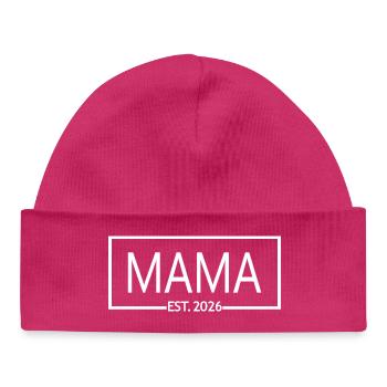 Mama Est. 2026 Schwangerschaftsanzeige - Baby Organic Mütze - hot Pink - Vorne