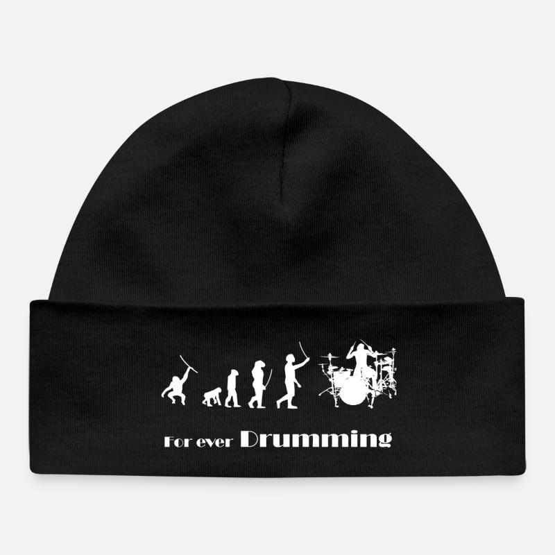 Evolution - Pour toujours jouer du tambour - Bonnet bébé bio - noir