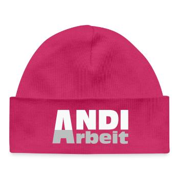 Andi Arbeit - An die Arbeit, Andreas, Andi, Andrea - Baby Organic Mütze - hot Pink - Vorne