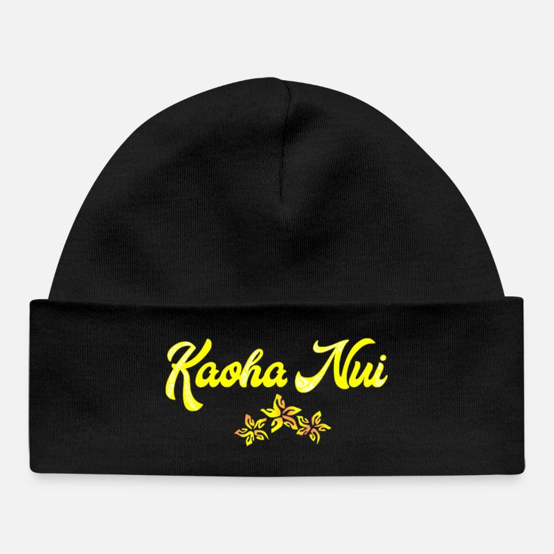 KAOHA NUI (Jaune) - Bonnet bébé bio - noir
