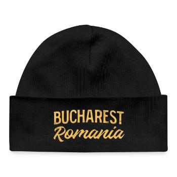 Bucharest Retro Lettering - Baby Organic Beanie - black - Front
