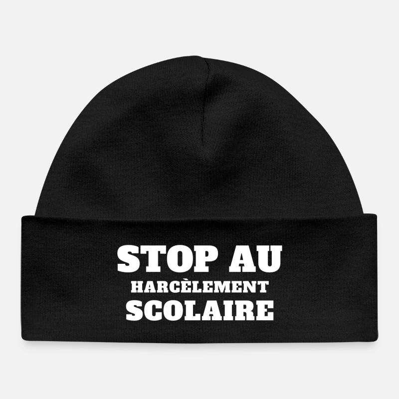 stop harcèlement scolaire, scolarité - Bonnet bébé bio - noir