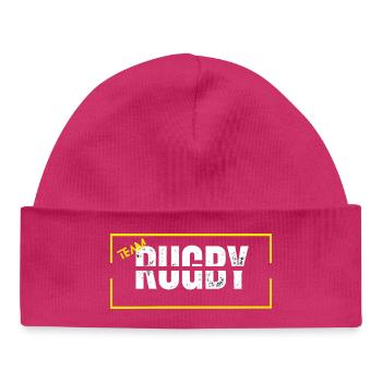 Team rugby yellow - Baby Organic Beanie - hot pink - Front