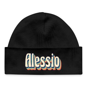 Alessio Retro Vintage T-Shirt T-Shirt Geschenk - Baby Organic Mütze - Schwarz - Vorne