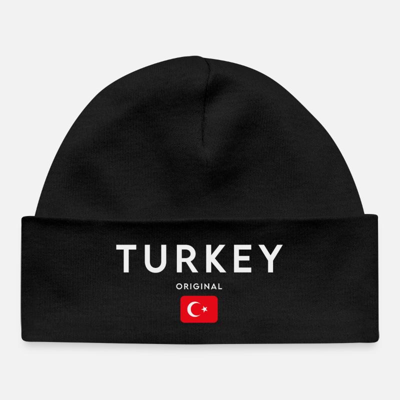 Drapeau de la Turquie, fierté turque - Bonnet bébé bio - noir
