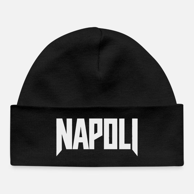 Naples - Naples lettrage blanc - Bonnet bébé bio - noir