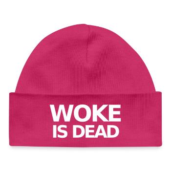 Woke is Dead Statement - Bonnet bébé bio - hot pink - Devant