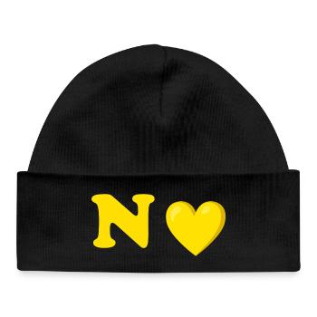 Conception de lettre de coeur jaune - Bonnet bébé bio - noir - Devant