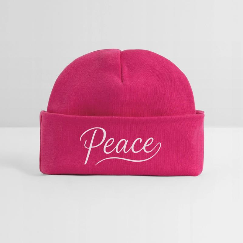 Peace Lettering Cursive Font Baby Organic Beanie