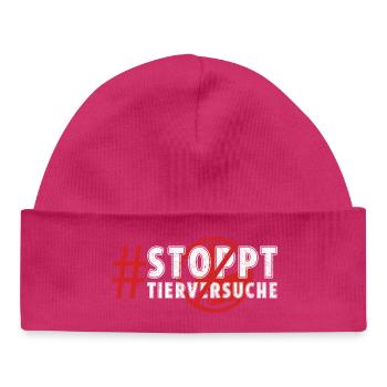 Animal welfare STOP ANIMAL TESTING FUNNY - Baby Organic Beanie - hot pink - Front