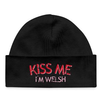 Kiss me I'm Welsh - Baby Organic Beanie - black - Front