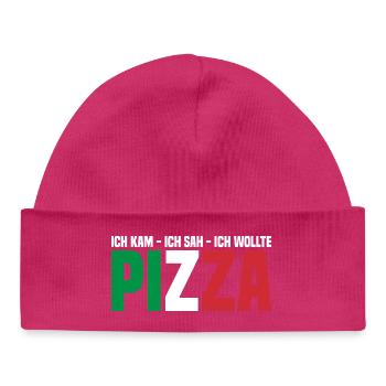 Manger de la pizza - Bonnet bébé bio - hot pink - Devant