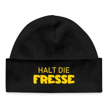 Halt die Fresse - Cooler Spruch - Baby Organic Mütze - Schwarz - Vorne