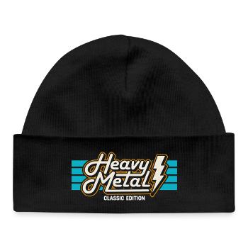 Retro Heavy Metal Abzeichen mit Blitz - Baby Organic Mütze - Schwarz - Vorne