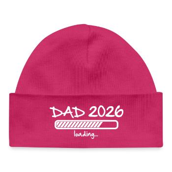 PAPA 2026 Chargement des invitations de bébé de grossesse - Papa - Bonnet bébé bio - hot pink - Devant