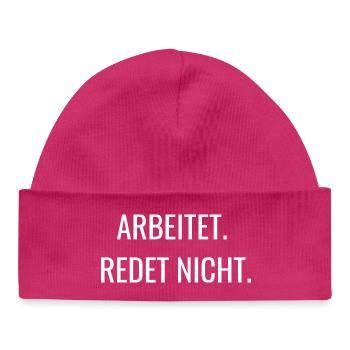 Ça marche, ça ne parle pas | Chemise de travail - Bonnet bébé bio - hot pink - Devant