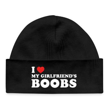 J'aime Leseins Drôles De Ma Copine Auxeins Rouges  - Bonnet bébé bio - noir - Devant